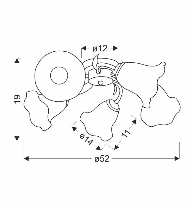 Antiqa Lampa Sufitowa Patynowy 5X40 E27 Klosz Biały
