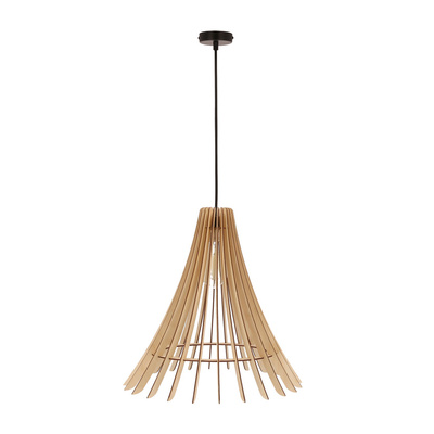 Lampa wisząca Eco pojedyncza z abażurem drewnianym do salonu E27