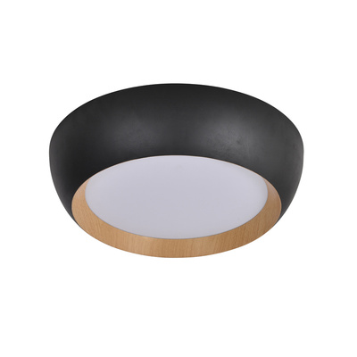 Plafon LED Abruzzo okrągły do kuchni i łazienki 40 cm 4000K czarno-drewniany
