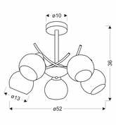 Lampa sufitowa AMOS ze szklanymi kloszami 5-punktowa do jadalni