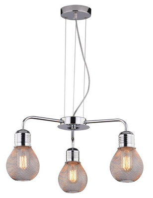 Lampa wisząca Gliva potrójna metalowa druciany klosz chrom do salonu E27