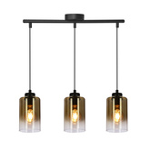 Lampa wisząca Aspra potrójna szklana czarna z kloszem bursztynowym do jadalni