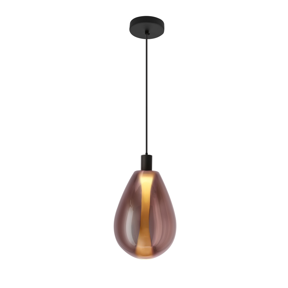 Lampa wisząca Denso 20 szklana czarna z kloszem miedzianym nad stół