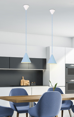 Lampa wisząca Voss niebieska stożek do kuchni nad stół metalowa 1 punkt E27