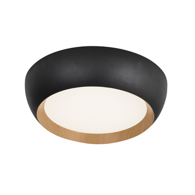Plafon LED Abruzzo okrągły do kuchni i łazienki 40 cm 4000K czarno-drewniany