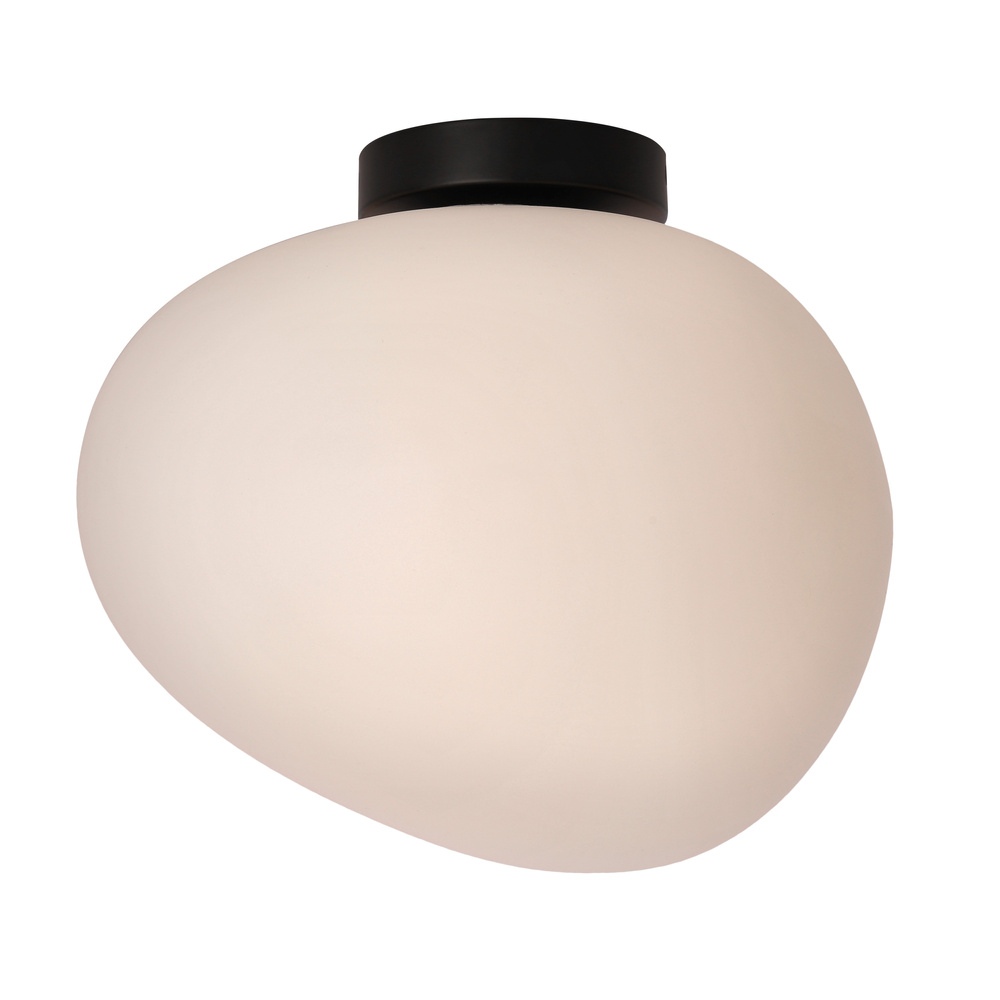 Lampa sufitowa STONES inspirowana kamieniem - designerski plafon z akrylowym mlecznym kloszem 30 cm – oświetlenie salonu i korytarza E27