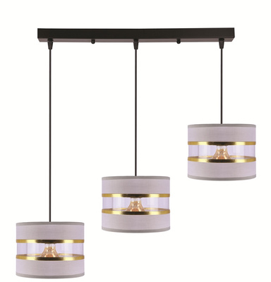 Lampa wisząca z abażurami Pandy czarna potrójna do salonu
