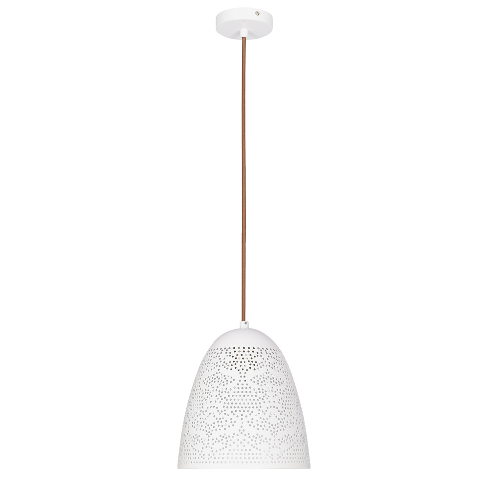 Lampa wisząca Bene metalowa ażurowa biała pojedyncza do salonu E27