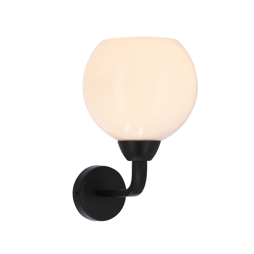 Caldera lampa kinkiet czarny 1x60w e27 klosz biały