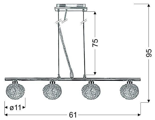 Lampa wisząca Sphere szklane kule chromowana potrójna na belce do salonu G9