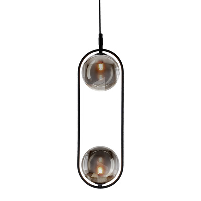 Lampa wisząca CORDEL elegancka - czarna z grafitowymi kloszami kulkami - minimalistyczne oświetlenie salonu 2x G9 LED