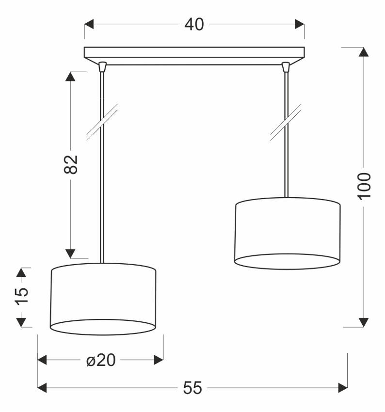 Lampa wisząca z abażurami Pandy czarna podwójna szare i złote klosze E27