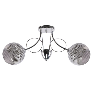 Lampa wisząca Mirox podwójna z kloszem szklana srebrna do salonu