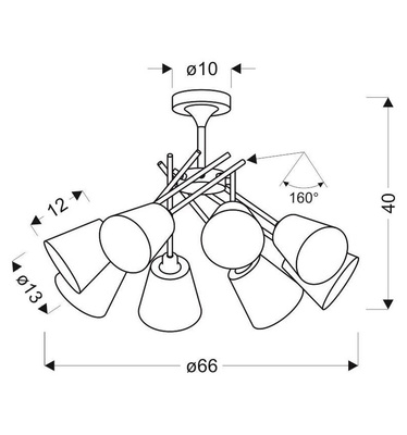 Lampa sufitowa Vox z abażurami regulowana 8-punktowa do salonu