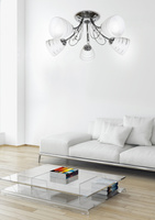 Lampa sufitowa Simpli ze szklanymi kloszami 5-punktowa do salonu