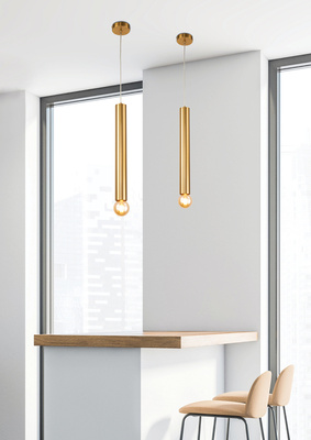 Lampa wisząca tuba Austin złota metalowa E27 50 cm