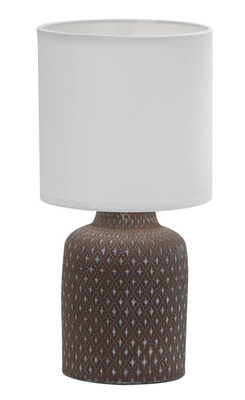 Lampka nocna Iner brązowa ceramiczna z abażurem klasyczna E14