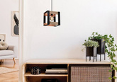 Lampa wisząca Varna czarna drewniana loft do salonu 1xE27 regulowana