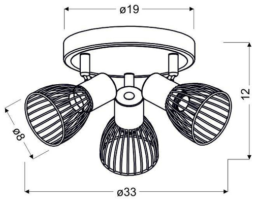 Lampa sufitowa Modo spot regulowana 3-punktowa do salonu metalowa