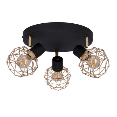 Lampa sufitowa Acrobat okrągła regulowana 3-punktowa do salonu metalowa