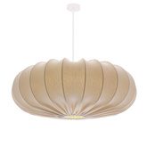 Lampa wisząca CAFEE' skandynawska z abażurem beżowym frappe 66 cm - nowoczesne oświetlenie sufitowe do salonu i jadalni E27