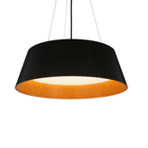 Lampa wisząca Umbria do salonu czarno-drewniana z kloszem LED 24W