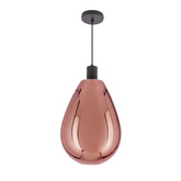 Lampa wisząca Denso 20 szklana czarna z kloszem miedzianym nad stół