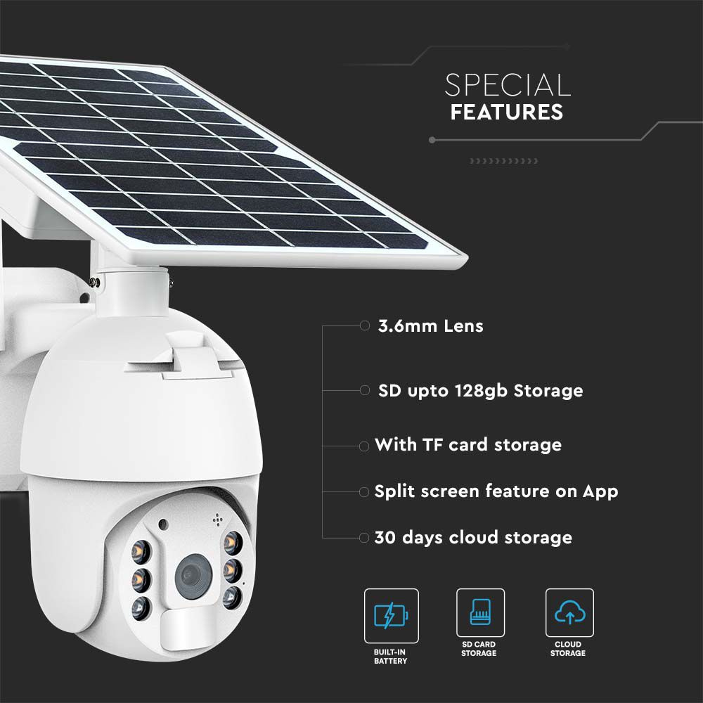 1080P Kamera zewnętrzna SMART z panelem solarnym / Sensor / IP65 / Biała