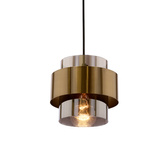 Lampa wisząca z abażurem Spiega czarno‑mosiężna z kloszem dymionym pojedyncza