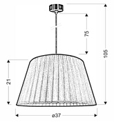 Lampa wisząca z abażurem Notizia czarna do salonu metalowa tkaninowy abażur