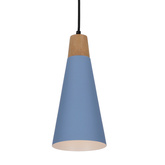 Lampa wisząca Faro niebieska metalowa z drewnem pojedyncza do kuchni E27
