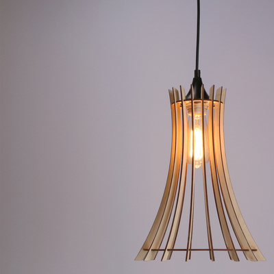 ECO 7 LAMPA WISZĄCA 1X40 E27 ABAŻUR DREWNIANY