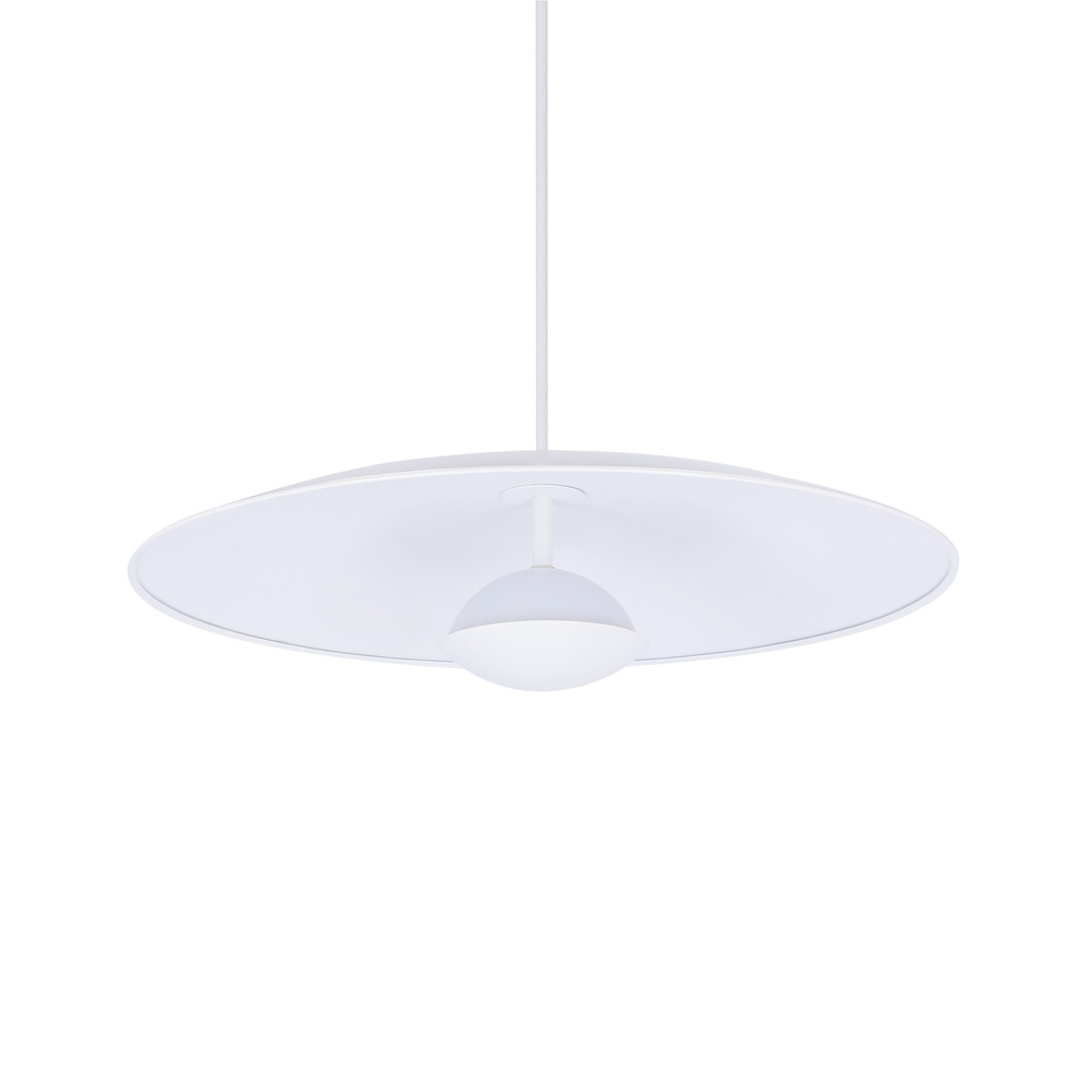 Lampa wisząca LUND 48 cm minimalistyczna – biały klosz talerz - skandynawska lampa do jadalni i salonu LED