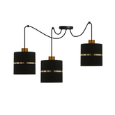 Lampa wisząca z abażurami Assam czarna ze złotym paskiem potrójna nowoczesna