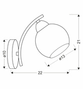 Kinkiet Amos szklany kula srebrny do salonu E27 1x40W