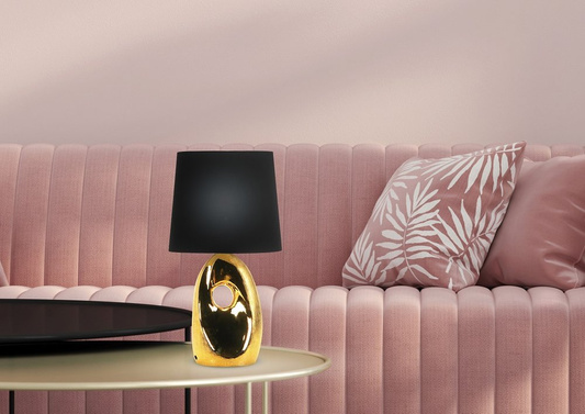 Lampka nocna czarno złota ceramika 1xE27 Hierro 41-79916