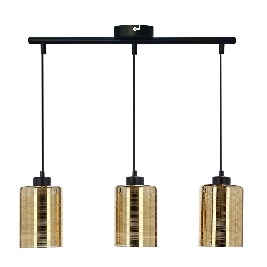 Lampa wisząca Cox potrójna szklane klosze czarno złota nad stół E27