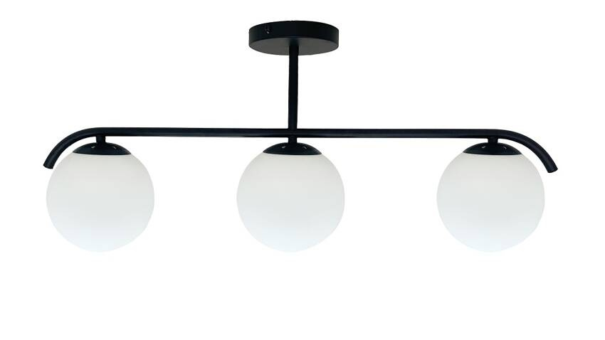 Lampa sufitowa Amadeo listwa ze szklanymi kloszami 3-punktowa