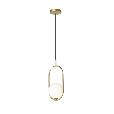 Lampa wisząca CORDEL elegancka - złoty mosiądz z białym kloszem kulką - nowoczesne oświetlenie sufitowe salonu i łazienki 1x G9 LED