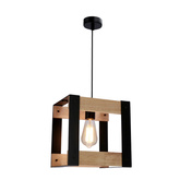 Lampa wisząca Varna czarna drewniana loft do salonu 1xE27 regulowana