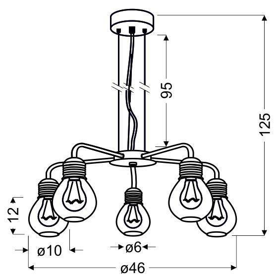 Lampa wisząca Gliva druciane klosze chrom 5-płomienna do salonu regulowana