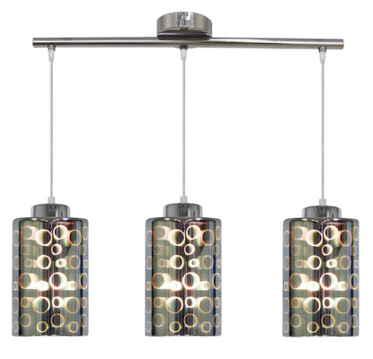 Lampa wisząca Nocturno szklane klosze 3D chromowa potrójna do salonu 3xE27