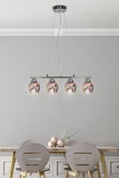 Lampa wisząca Sirius szklane klosze 3D chrom nad stół 4-płomienna regulowana