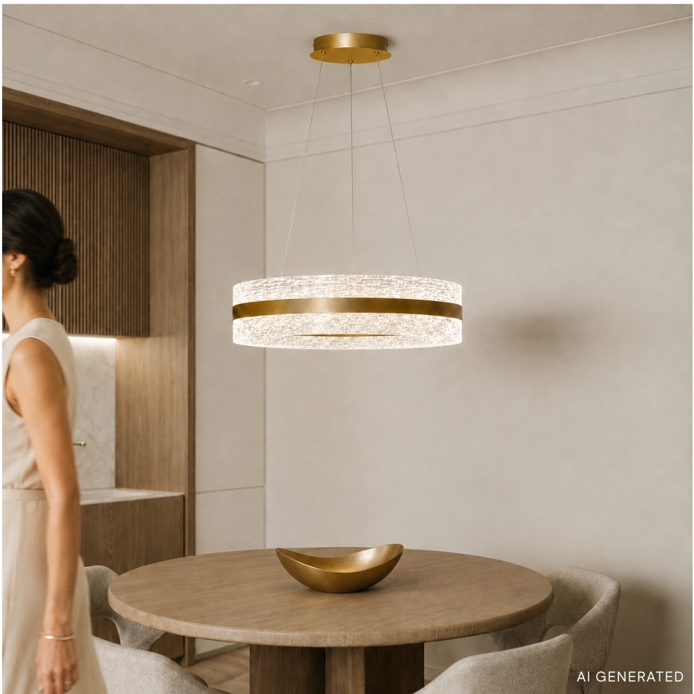 Lampa wisząca Castillo okrągła 60 cm złota kryształki LED zmienna barwa światła