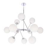 Lampa wisząca Belweder kula do salonu 12-punktowa chromowa z białymi kloszami E14
