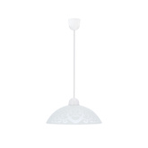 Lampa wisząca Bronte szklana z białym kloszem z wzorem do jadalni E27