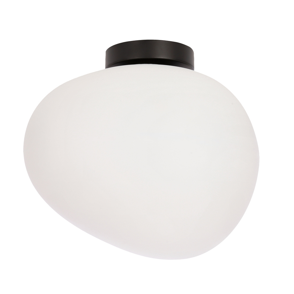 Lampa sufitowa STONES inspirowana kamieniem - designerski plafon z akrylowym mlecznym kloszem 30 cm – oświetlenie salonu i korytarza E27