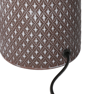 Lampka nocna Iner brązowa ceramiczna z abażurem klasyczna E14
