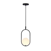 Lampa wisząca CORDEL elegancka - czarna z białym kloszem kulką - nowoczesne oświetlenie salonu i łazienki 1x G9 LED